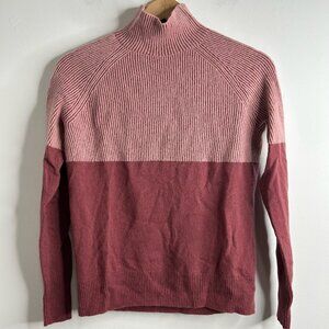 Summersalt Sweater Womens XS Pink Burgundy Mockneck Merino Cashmere Ribbed‎ Soft